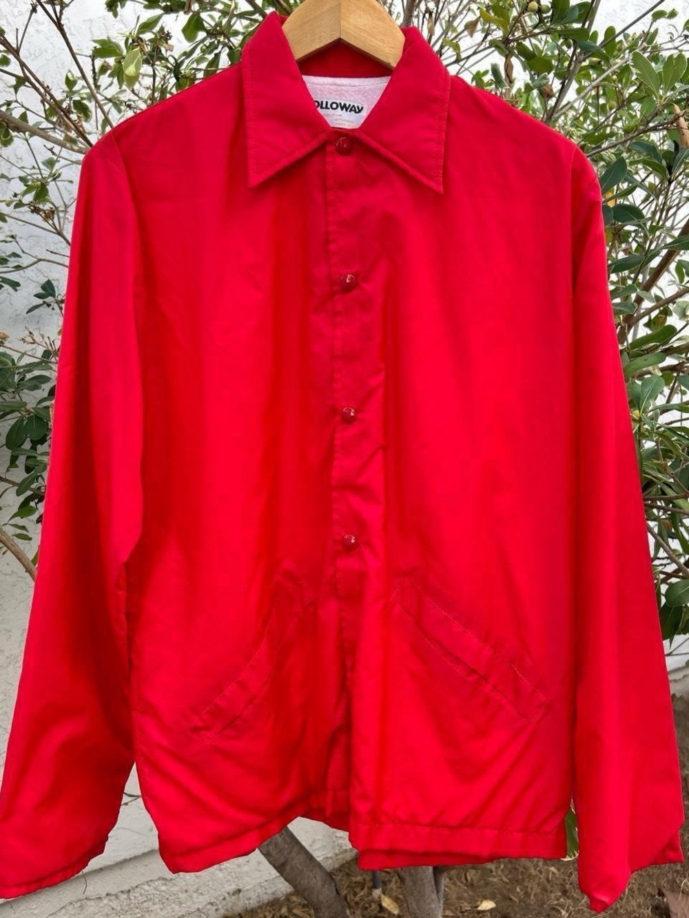 Vintage 80s Holloway Red Nylon Coach Jacket USA Mens S Oversized Blank